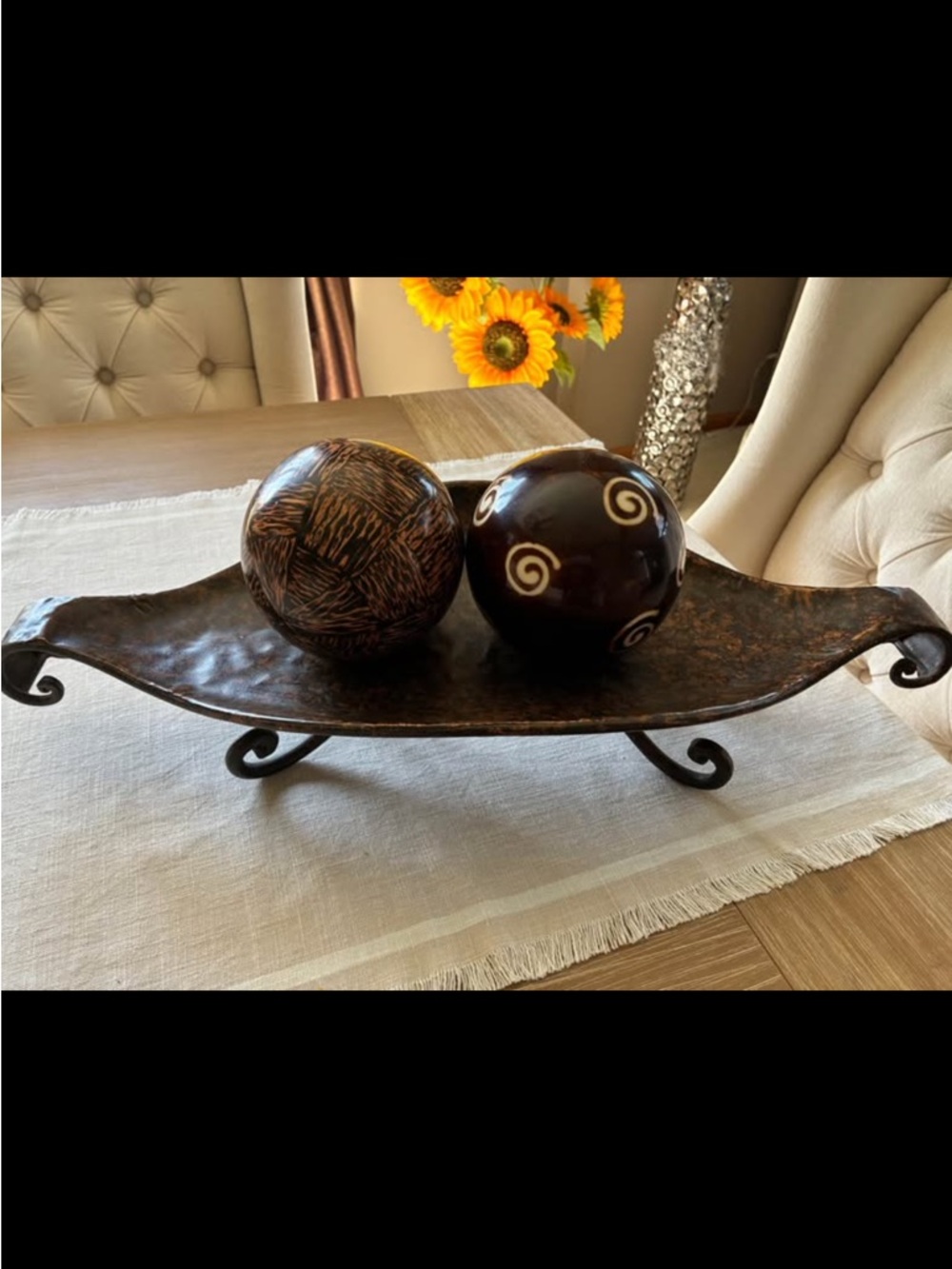 Gorgeous Bronze Unique Tray and Spheres!